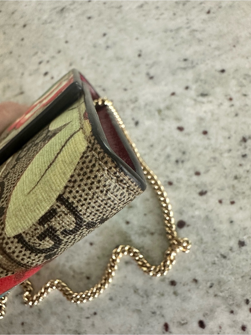 Gucci GG Supreme Floral-Print Flora Wallet on Chain, Authentic, No Callouts - Picture 3 of 9